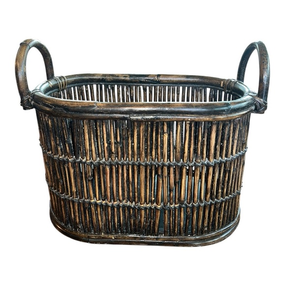 Farmhouse Rustic Brown Wicker Basket - Picture 1 of 11